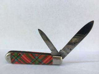 Vintage PLAID POCKET KNIFE TWO 2 BLADE FOLDING JACK KNIFE MADE IN GERMANY 3