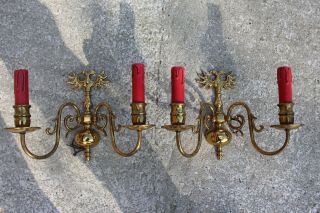 Pair Couple Vintage Wall Sconce Brass Lamp Light Double Eagle 575