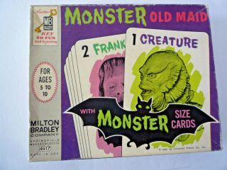 Vintage Monster Old Maid Card Game,  Complete,  1964,  Milton Bradley,  Frankinstein
