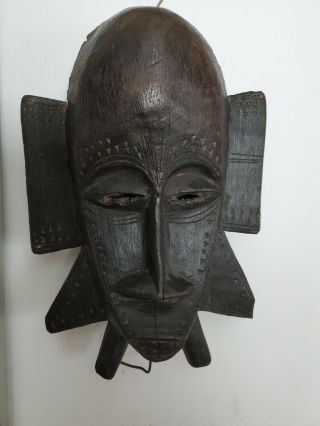 Old Vintage Hand Carved Wooden African Mask Ethnic Wood Carving