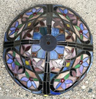 Vintage Arts & Crafts Jeweled Stained Glass Lamp Shade