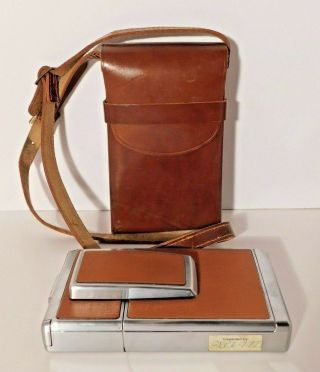 Vtg.  Polaroid Sx - 70 Folding Land Camera With Leather Case Near