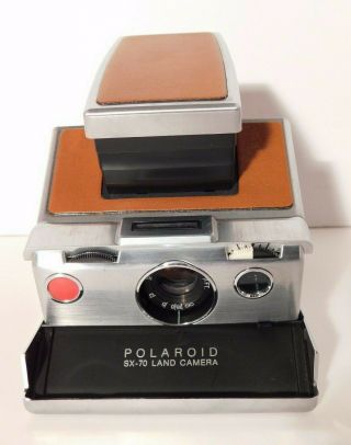Vtg.  Polaroid SX - 70 Folding Land Camera with Leather Case Near 3