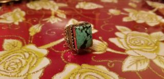 Mens Natural Vintage Antique Persian Turquoise Navajo Silver Ring Size 9