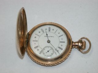 Hampden 6 Size Ygf Hunting Pocket Watch With Fancy Dial.  160r