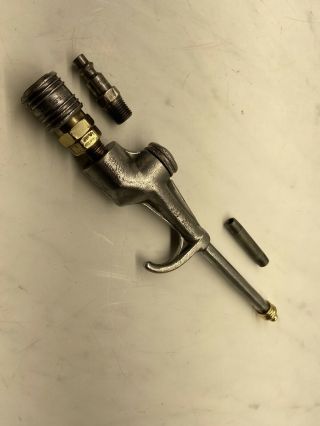 Vintage Schrader Usa Blow Gun Brass Air Valve Nozzle 2 With Accessories