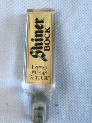 Vintage Shiner Bock Short Beer Tap Handle Clear Acrylic Lucite