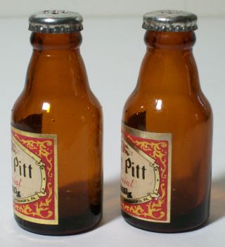 Fort Pitt Special Beer Salt & Pepper Mini Bottles Shakers Set Orignal Box S & P 2