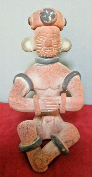Colorful Set of 2 TERRA COTTA CLAY STATUES Inca Mayan Aztec Made in Mexico 2