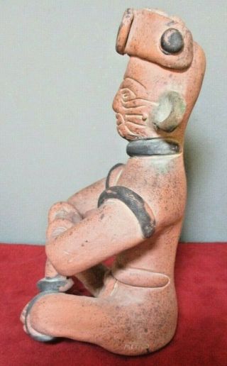 Colorful Set of 2 TERRA COTTA CLAY STATUES Inca Mayan Aztec Made in Mexico 3