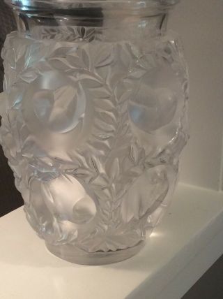 Stunning Quality Vintage Signed Lalique France Birds Crystal Glass Vase 6.  75”