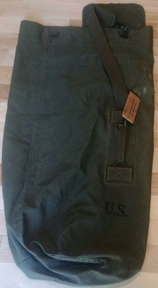 Vintage Canvas U.  S.  Army Issued Duffle Bag.  - Stenciled With Name/address