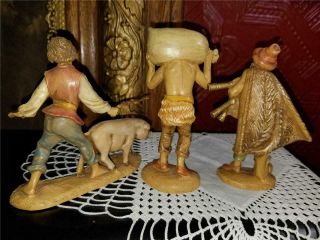 3 Vintage Depose Fontanini Figurines Made Italy Boy & Pig Man With Sack Bagpiper 3