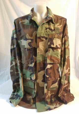 Military Issue Woodland Camo Shirt Army Bdu Usa Size Large - Long Hunting G