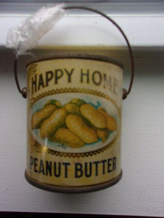 Vtg Antique Happy Home Peanut Butter Tin Can - 1 Pound - Seattle,  A Beauty,  Look