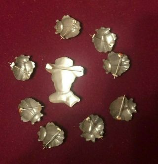 1950s Carnival Prizes Tin Toy Badges Pins 1 TV Cowboy 8 Ladybugs NOS Japan 2