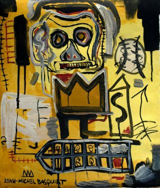 Vintage Abstract Canvas Signed Jean - Michel Basquiat,  Modern Art