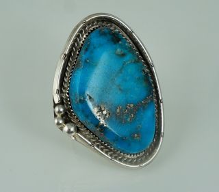 33g Huge Navajo Sterling Turquoise Old Pawn Native American Ring Vintage Harvey