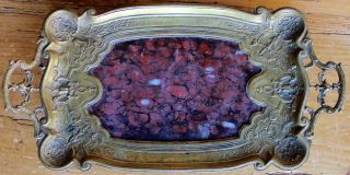 Antique French Bronze And Rouge Marble Pin Tray 1880s Belle Epoche