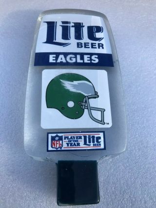 Philadelphia Eagles Nfl Miller Lite Beer 1990 Nfl Tap Knob Lucite 6 1/2 "