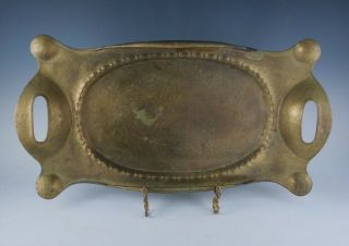 Estate Found Antique 19c Imperial Russian Solid Brass Hand Hammered Serving Tray
