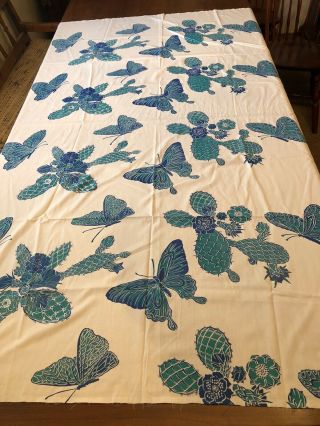 Vtg.  Harwood Steiger Silkscreened Cotton Fabric “mariposa” Butterflies 4 Yds.