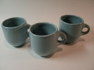 Set Of 3 Vintage Russel Wright Iroquois Casual China Mugs.  Glacier Blue Color.