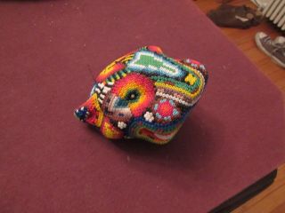 Huichol Beaded Jaguar Sculpture Vintage Native American Beaded From Mexico