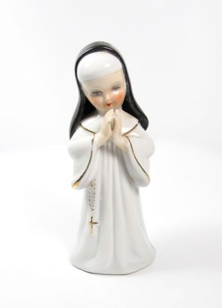 Porcelain Novice Nun Statue Figurine L&m 1956 Made In Japan Praying Catholic Vtg