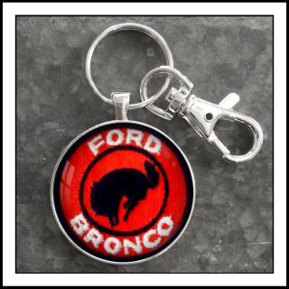 Vintage Ford Bronco Shoulder Patch Photo Keychain Pendant Gift 