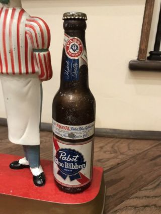Vintage Pabst Blue Ribbon Beer Bartender Waiter Cast Metal Display Bar Sign 3