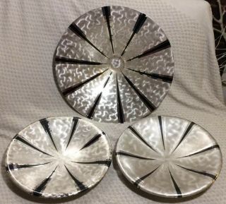 Set Of Three Vintage Mid - Century Art Deco Metal Ikora Wmf Decorative Bowls