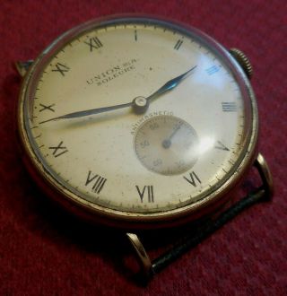 Vintage 1930s Union S.  A.  Soleure 15 J.  Swiss Made Tank Watch Running Wristwatch
