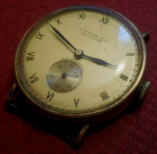 Vintage 1930s UNION S.  A.  SOLEURE 15 J.  Swiss Made Tank Watch Running Wristwatch 2