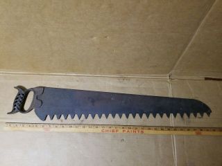 Old Vintage Ice Saw 28 Inches Long Cast Iron Handle Handsaw