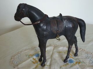 Vintage Antique Solid Leather Horse Toy For Repair Or