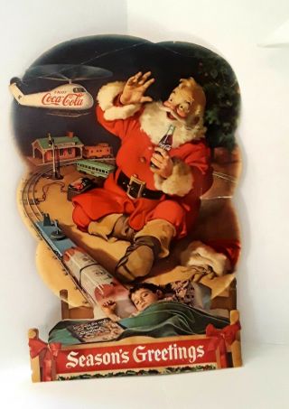 Coca Cola,  Vintage,  Cardboard Santa Christmas Sign