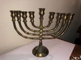 Vintage Brass 9 Candle Brass Hanukkah Menorah For Small Candles Candelabra