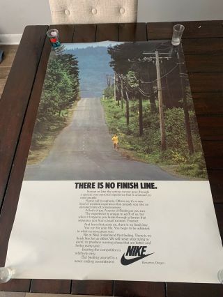 Vintage 1977 Nike “there Is No Finish Line” Running Runners Poster 22”x 35.  5” 