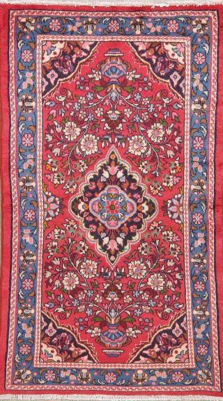Vintage Floral Oriental Area Rug Wool Traditional Hand - Knotted 3 X 6 Red Carpet