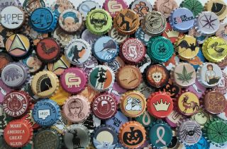 100 Mixed Homebrew Beer Bottle Crown Caps (85 Different) Rare Unique Home Brew