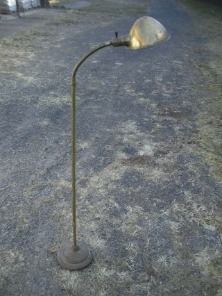 Vintage Industrial Machine Age Articulating Gooseneck Brass Metal Floor Lamp
