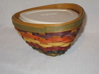 Longaberger Fiesta Triangle Basket W/ Protector And Cover Small