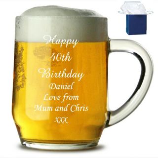Personalised Engraved Pint Glass Tankard 18th 21st 30th Birthday Gift Box