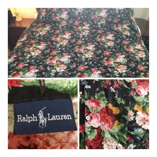 Ralph Lauren " Isadora Cossette " Black Floral Queen Duvet Cover Rare Vintage