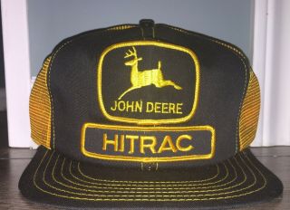 Vintage John Deere Patch Hitrac Snapback Trucker Hat