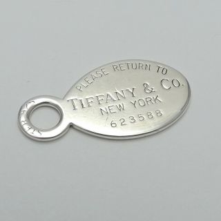 Vintage Please Return To Tiffany & Co Sterling Silver Dog Tag Charm Pendant
