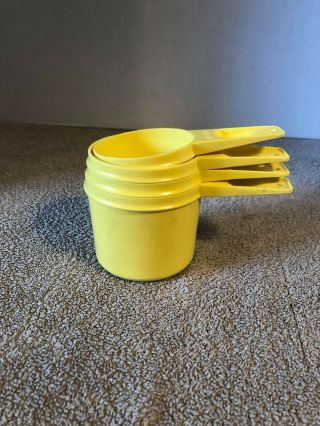 Vintage Tupperware Yellow 4 Piece Measuring Cups 1/3,  2/3,  3/4,  & 1 Cup