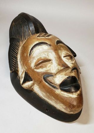 Hand Carved & Painted Wood Punu Face Mask - Gabon Africa - Tribal African Art