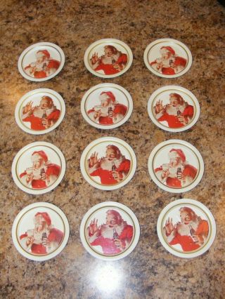 Vintage Coca Cola Tin Santa Claus Coasters